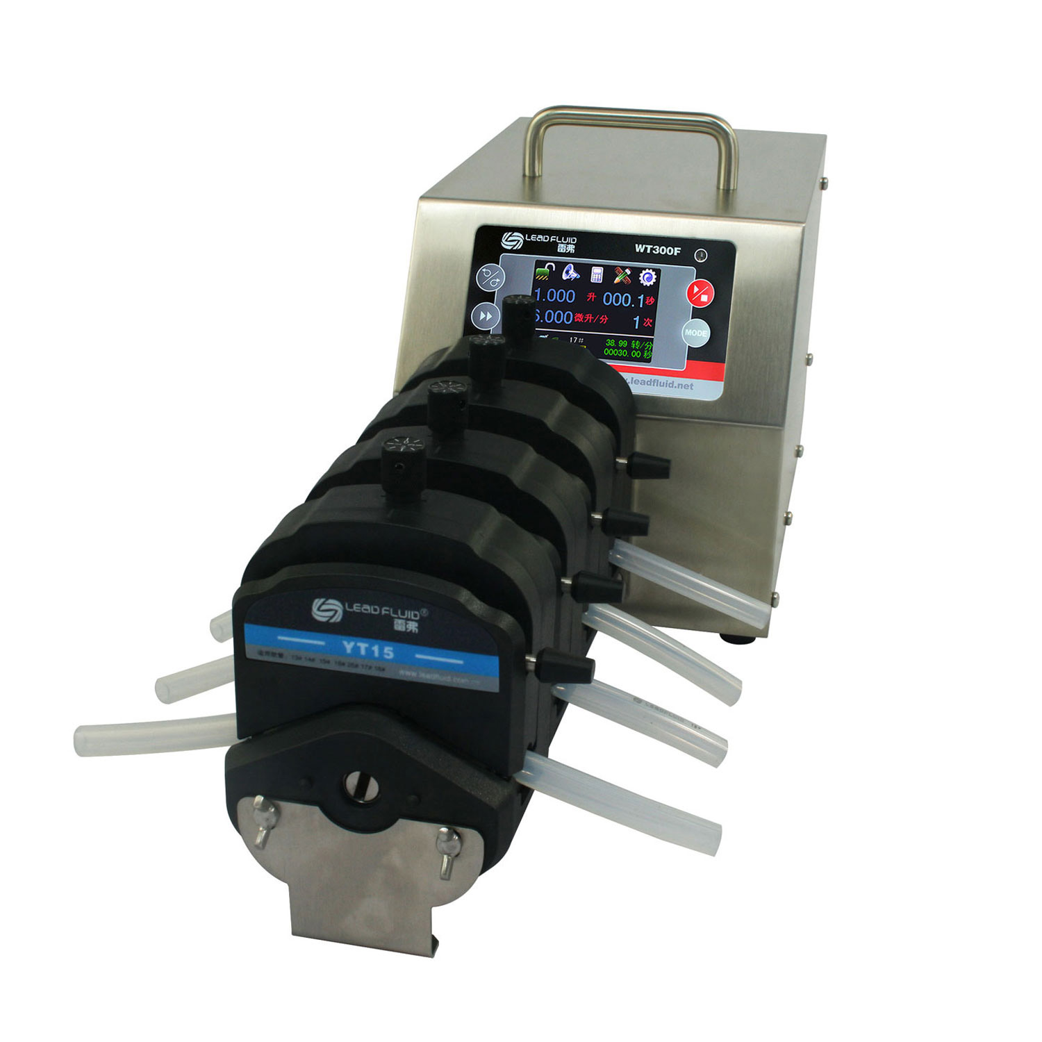 BT300F Intelligent Dispensing Peristaltic Pump with Pump Head 2xYT15 2 Channels Flow Rate 0.006~1300 mL/min per Channel 